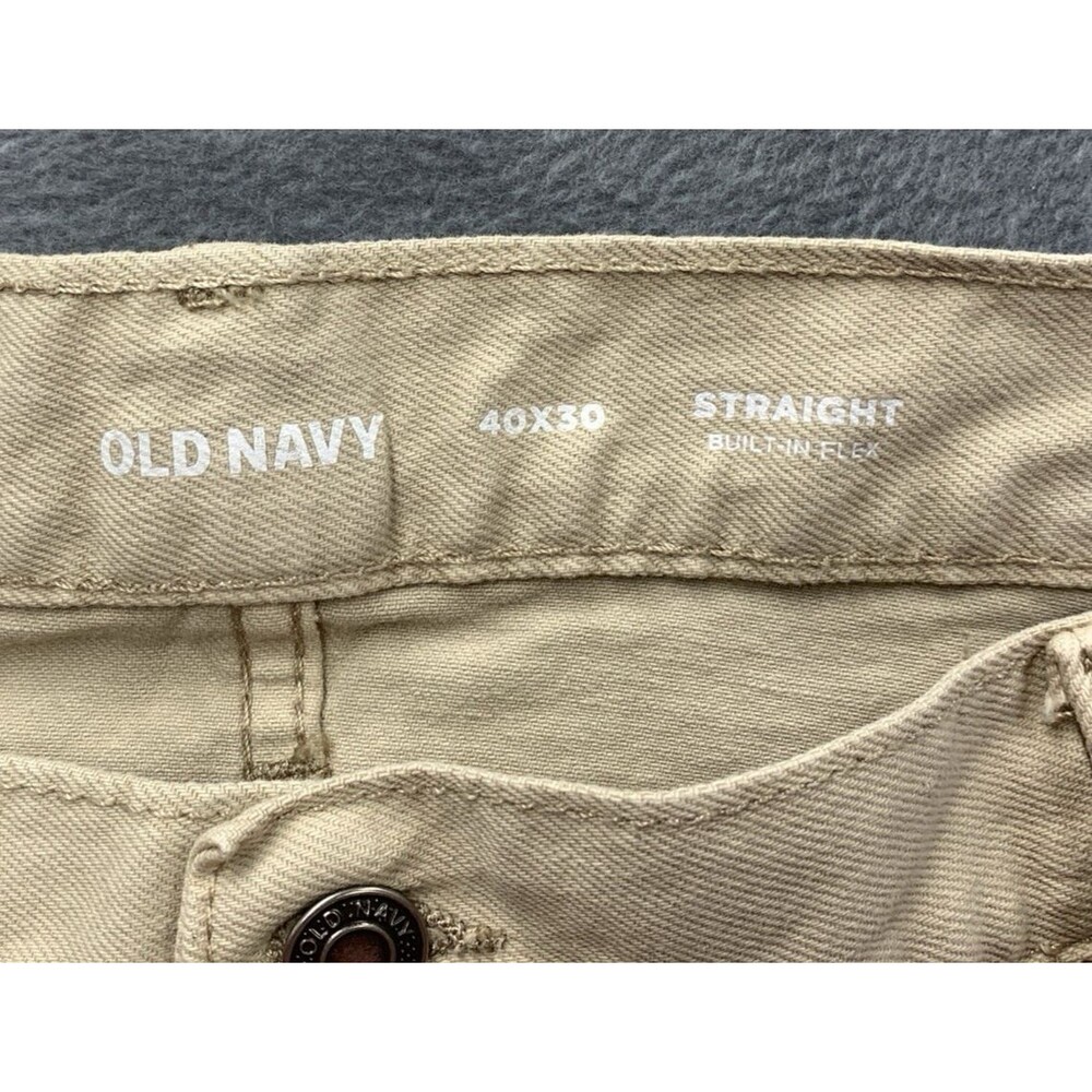 Old Navy Men’s Pants Light Khaki Straight Built In Flex Beige Five Pocket  40X30 - Picture 2 of 14